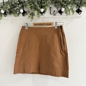 Everlane Brown Canvas Mini Skirt With Side Zip Size 6 Stretch L511